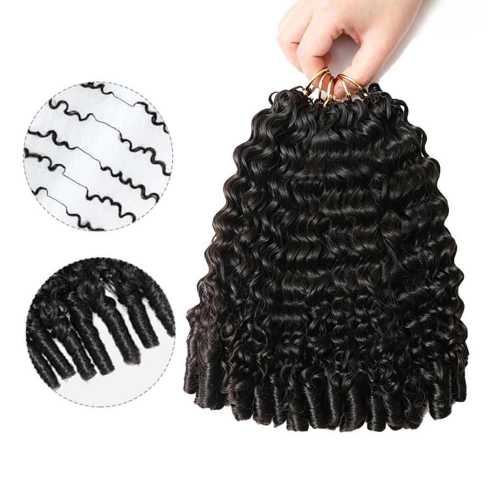 Asakiss Human Hair Feather Crochet Extensions - Burmese Curly, Knotless Water Wave, Pre-Separated for Boho Braids & Hair Braids, 4-5 Packs (48-52g/Pack) for Full Head, Glueless Lightweight Time-Saving Protective Styles with Curled Waves
