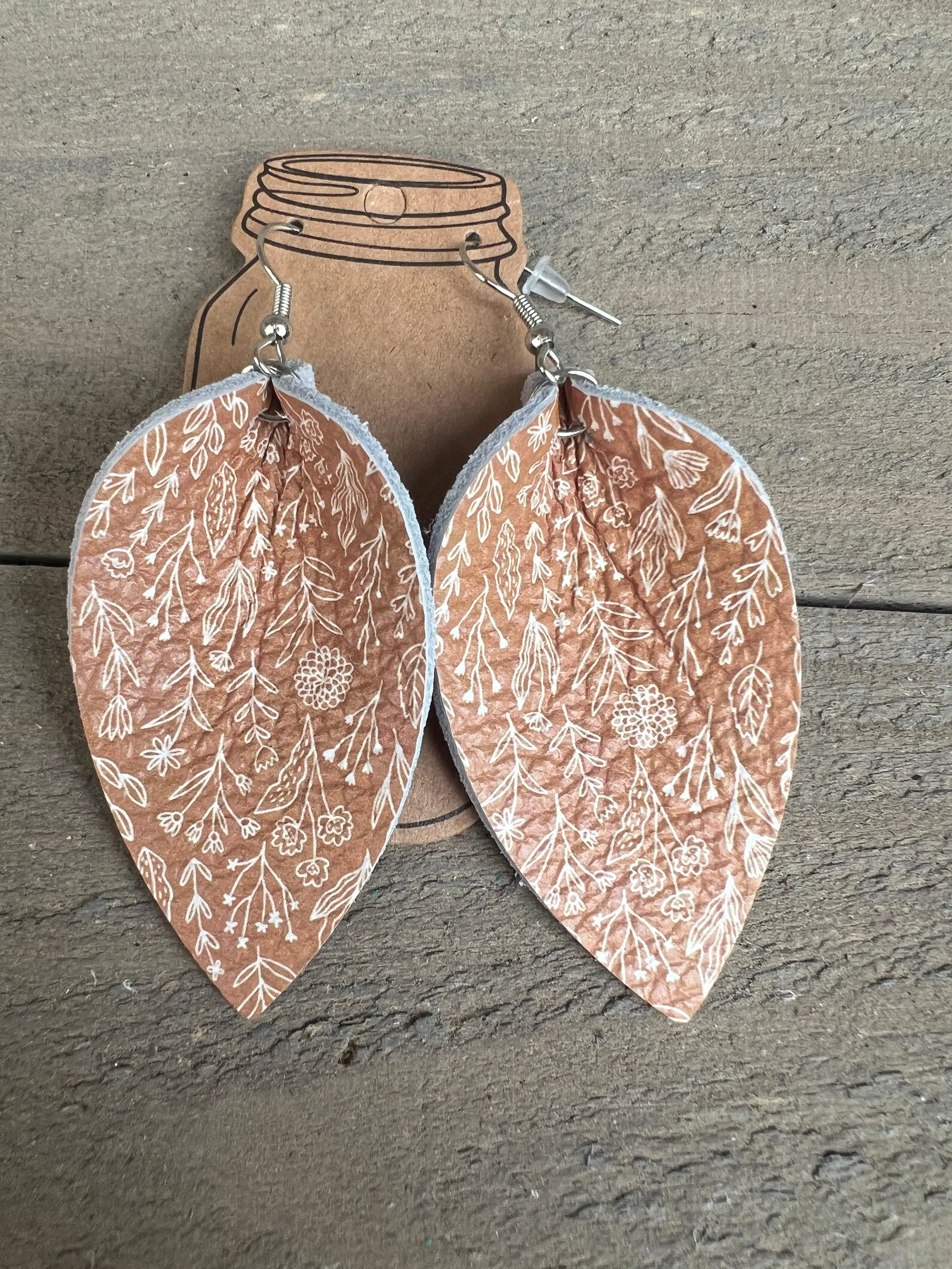 Fall Leaf Mustard Leather Earrings