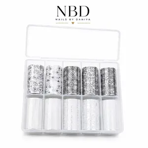 NBD Nail Foil Transfer Set – 10pcs Metallic Nail Art Foils with Storage Case for Acrylic, Gel & Press On Nails