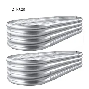 Outdoor Galvanized Raised Garden Bed, 4ft Oval Silver Planter for Veggies, Flowers & Herbs - Rot Resistant