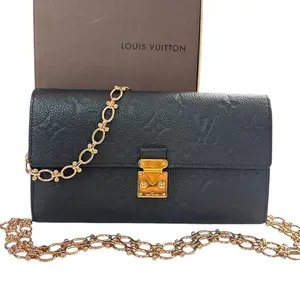 Pre-owned Louis Vuitton Leather Crossbody Bags Black Empreinte Metis Wallet with Chain