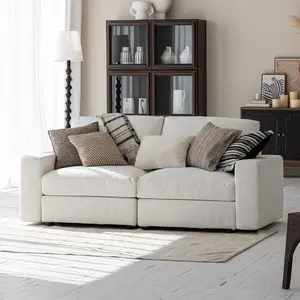 Cloud Couch Sectional 81.1'' Oversized White Modular Cloud Sofa with Storage Ottoman Loveseat Deep Seating with Washable Covers Cloud Couches for Living Room Loveseat