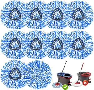 (only fit 2 Tank System) 10 Pack Mop Replace Heads Compatible with O-Cedar Easywring Rinseclean 2-Tank System, Spin Mop Head Replacement, Microfiber Mop Refills for Deep Cleaning, Washable and Reusable Household Items mop and bucket set
