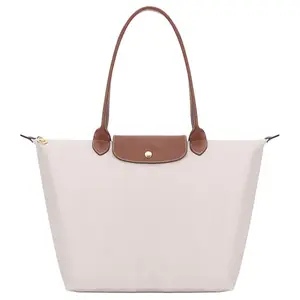 Longchamp Le Pliage 31 Large Canvas Tote Bag for Women, Foldable Shoulder Bag in Paper Color