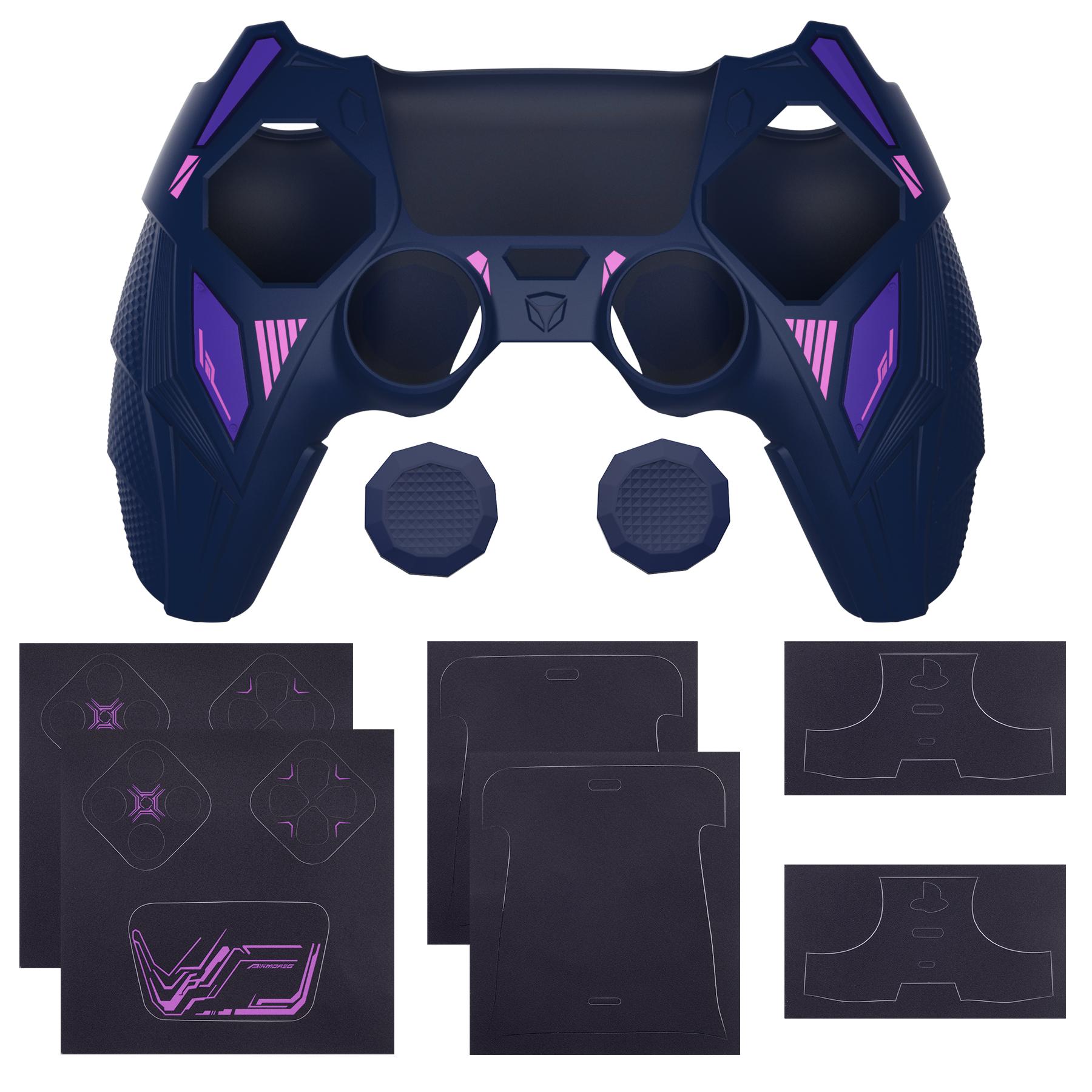 PlayVital Silicone Skin Set for PS5 Controller - Mecha Rhino Design, Anti-Slip Grip Cover Protector Compatible with Charging Dock, with Thumb Grips & Touchpad Sticker gaming items
