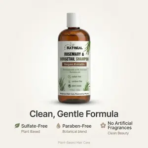 Neutra Natural Rosemary & Horsetail Shampoo – Vegan Keratin Botanical Hair Cleanser, Sulfate Free Plant Based Formula with Essential Oils, Panthenol & Vegan Proteins – 16 oz