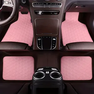 4 Piece Car Floor Mats PU Leather, Durable Universal Fit, Suitable for Men and Women, Fashion Simple Design, Easy to Clean