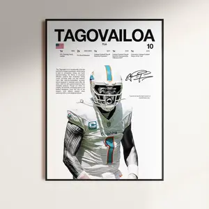 Tua Tagovailoa Poster, NFL Wall Print, Football , NFL Poster Print, Sports Decor, Miami Dolphins Poster, Football Gift