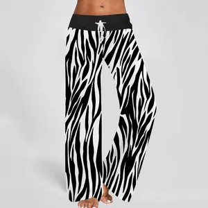 Zebra Print Contrast Wide Leg Pants For Women - SHESHOW