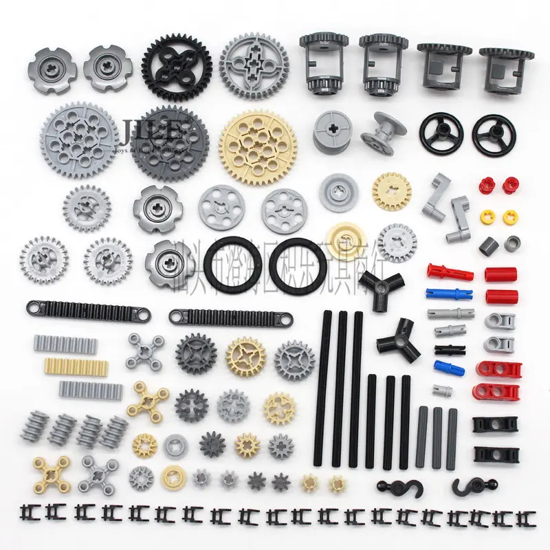 Technology small particle building block components 9686 accessories, bulk gears, wheel axles, pins, small tracks, mixed components