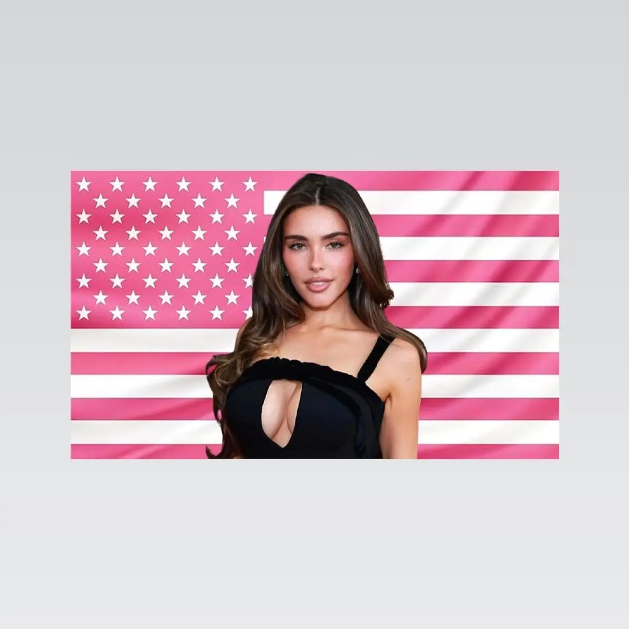 Madison Beer Pink American Flag Tapestry – Singer Wall Art Decor | Celebrity Fan Room Flag | Aesthetic Pink Bedroom Decor