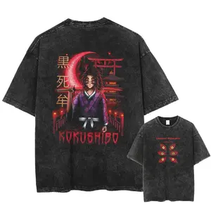 Kokushibo Demon Slayer Vintage T-shirts , Acid Wash Shirt,Anime Clothing, Gif for men, Y2K shirts