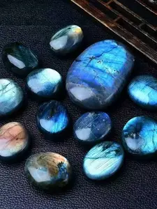 2pcs Natural labradorite palm with Sparkle Effect, Ideal Gift for Holidays, Perfect for Tabletop Decoration