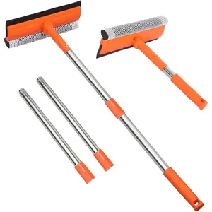 Professional Window  with 10-55" Extension Poles,2 in 1 Window Cleaner with Long Stainless Steel Handle,Sponge  Window  for Gas Station, Glass,Shower