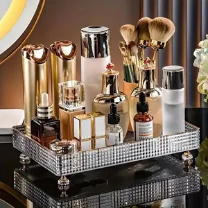 Crystal Desktop Cosmetics Storage Box, 1 Count Multi-functional Sundries Snacks Storage Basket, Makeup Containers, Beauty Organizer, Beauty Supplies Organizer, Home Organizer for Bathroom, Bedroom, Kitchen