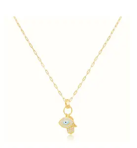 EM&LIV The Armana Necklace, Sterling Silver, 14K Gold Plated, Cubic Zirconia Stones, 16" + 2" Extension