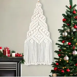 DIY Macrame Christmas Tree Large Wall Hanging kit Handmade Woven Macrame Wall Hanging Kit for Beginners Adults with Step by Step Video Tutorial Instruction Christmas Ornaments, 40x21inch