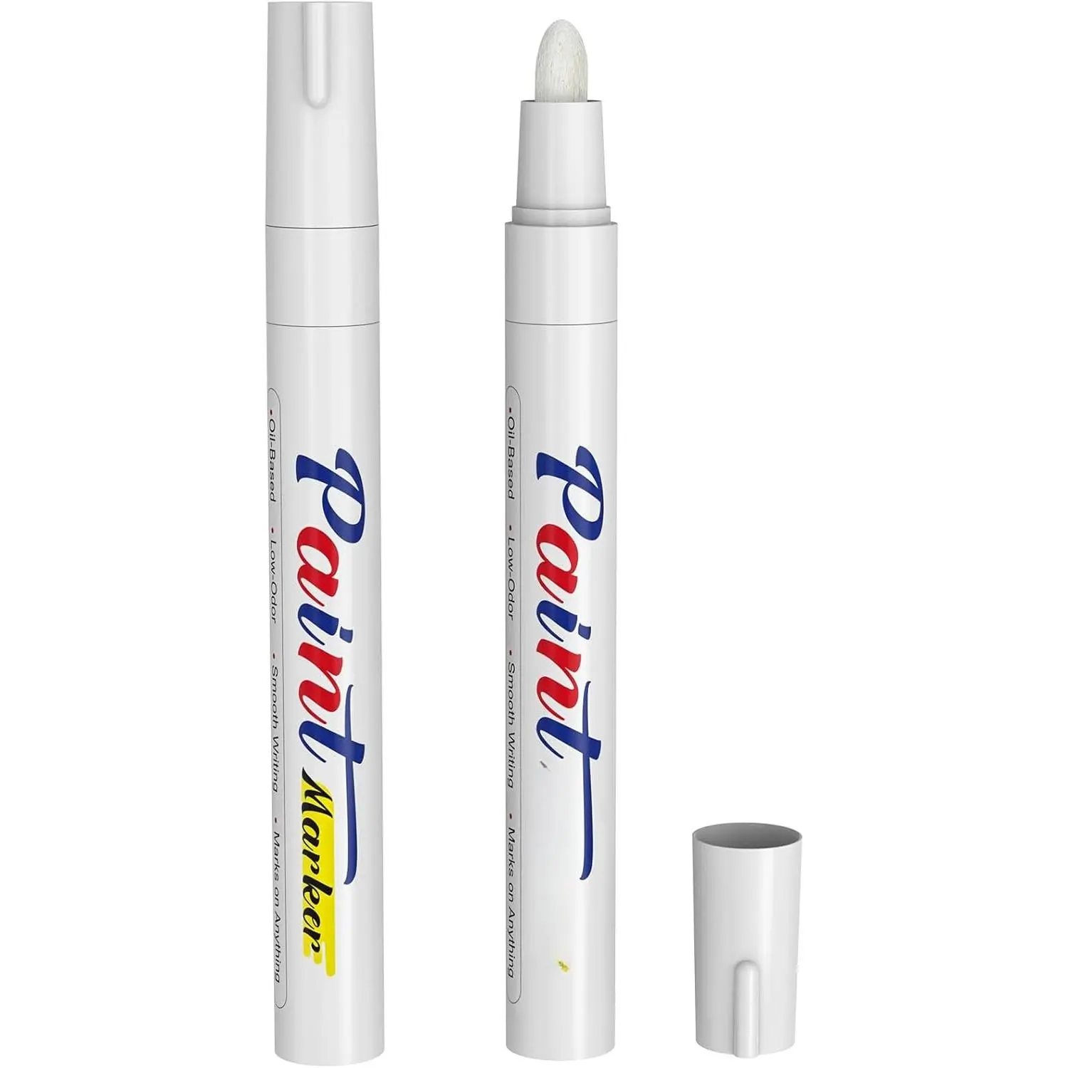 White  Pens Permanent Markers 2 Pack, Oil Based White  Markers, Medium Tip, for Tire, Metal, Plastic, Rock Painting,