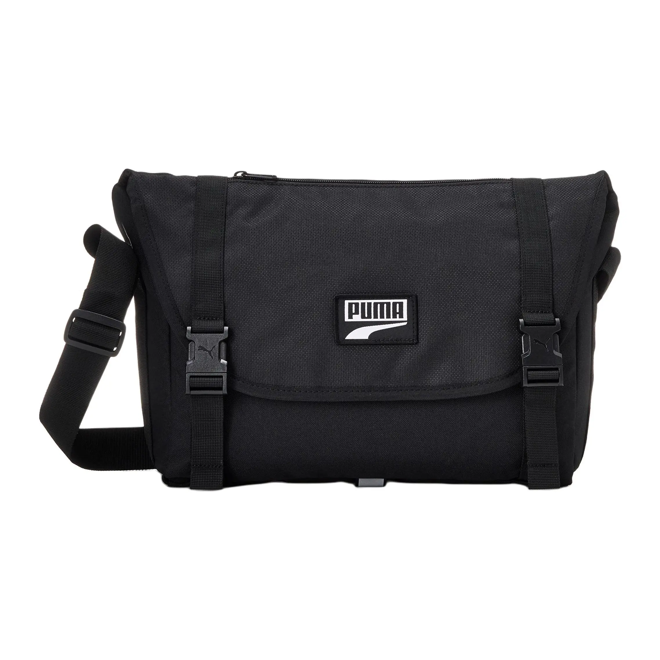 Women's PUMA Logo Print Deck Messenger Bag - Adjustable Unisex Polyester Flip-Top Crossbody Sling Bag