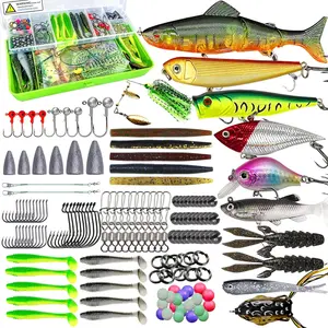 Fishing Lures Kit Set, Baits Tackle Including Crankbaits, Topwater Lures, Spinnerbaits, Worms, Jigs, Hooks, Tackle Box and More Fishing Gear Lures for Bass Trout