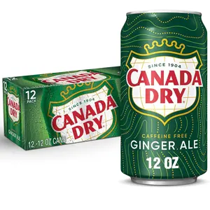 Ginger Ale Soda Refreshing Sparkling Soft Drink Crisp Ginger Flavor 12oz Cans Pack of 12