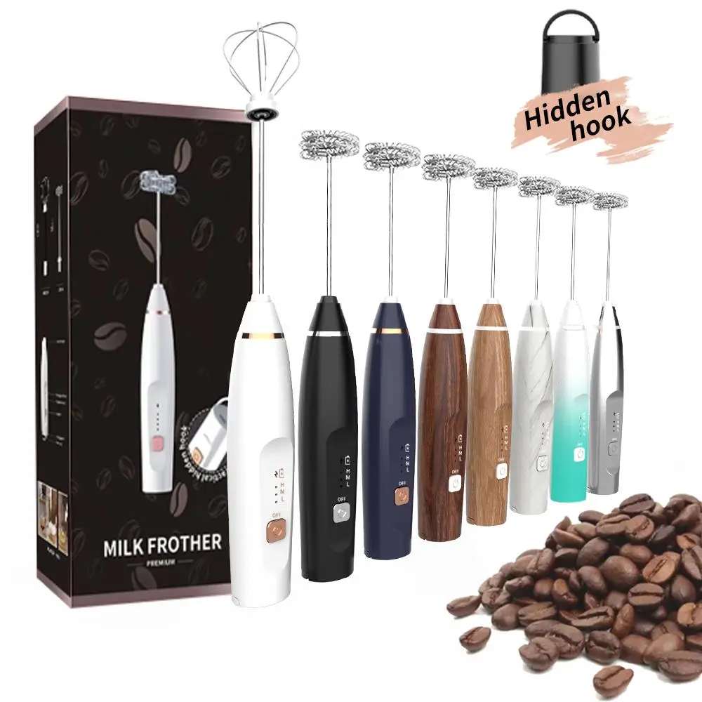 Electric Handheld Blender, Rechargeable Milk Frother, 1 Count Waterproof Detachable Stainless Steel Whisk Foam Maker for Coffee, Kitchen Appliances, K