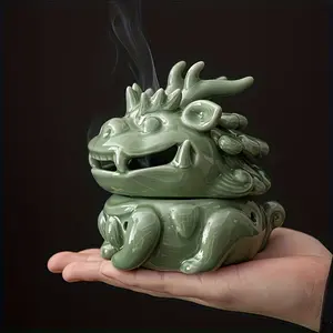 1 Set Blue and White Porcelain Dragon Incense Burner with Incense Holder Home Decoration Ornament for Festival Gift