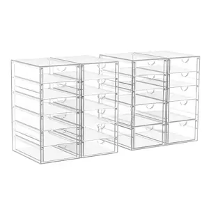 7CODE 30 Drawers Acrylic Desk Makeup Organizer Stackable Storage Solution for Makeup Dresser Office Bathroom Clear Plastic Craft Bead Storage Cabinet