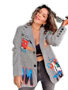 Graffiti Print Oversized Blazer