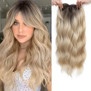 PANEWAY 20″ Wavy Synthetic Hair Topper with Bangs – Clip-In Volume for Thinning Hair| Daily Confidence Boost