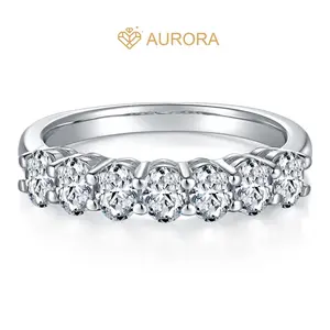 【#95 Oval band】Oval Moissanite Stackable band ring enhancer rings band with 925 Sterling Silver Synthetic Moissanite