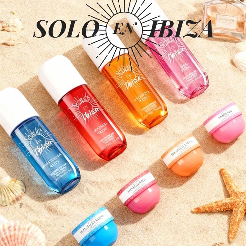 8-Piece Set, SOLO EN IBIZA Body & Hair Fragrance Mist And Body Cream Gift Box, Long Lasting Perfume, 4 Different Scents, Perfect For Holiday Gifts, Dating, Daily Life, Parties, 3.4 fl oz Perfume,1 oz Body Cream