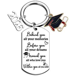 2026 Graduation Keychain, Fashion Costume Jewelry Souvenir Gift for University & College Graduates Gold-Plated Jesus Crucifix  chain proof tarnish