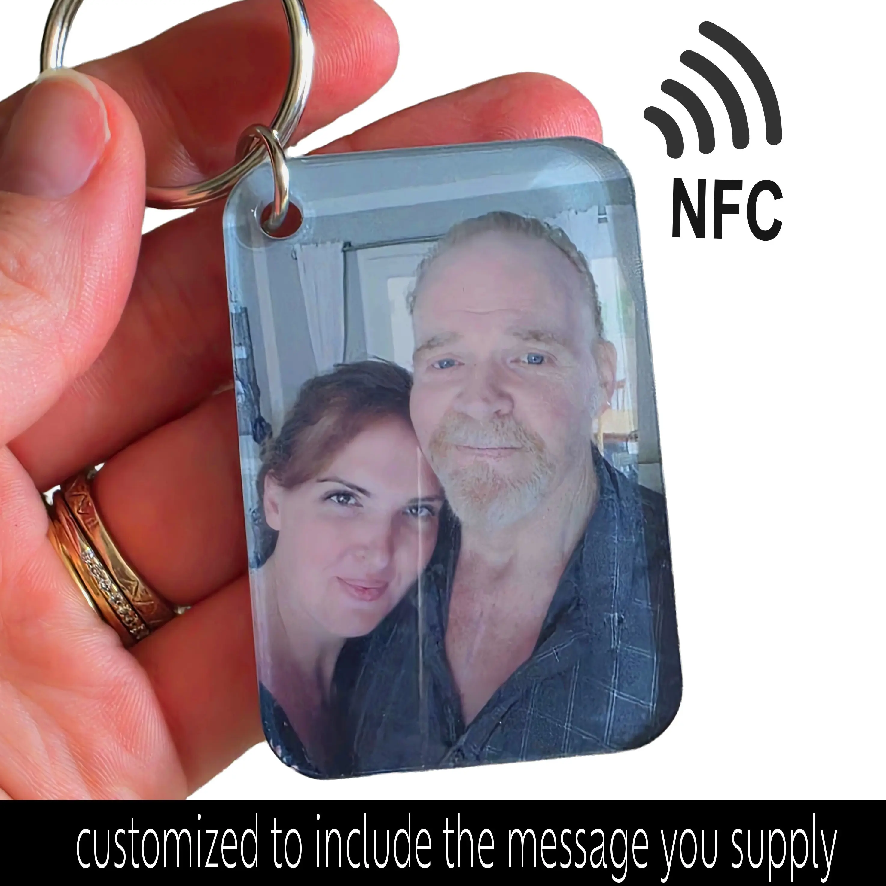 Custom NFC Keychain with Loved One's Voicemail Photo Gift Memory Tag Personalized Message Included