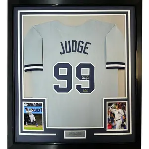 No Framed Facsimile Autographed Aaron Judge  New York Grey Reprint Laser Auto Baseball Jersey