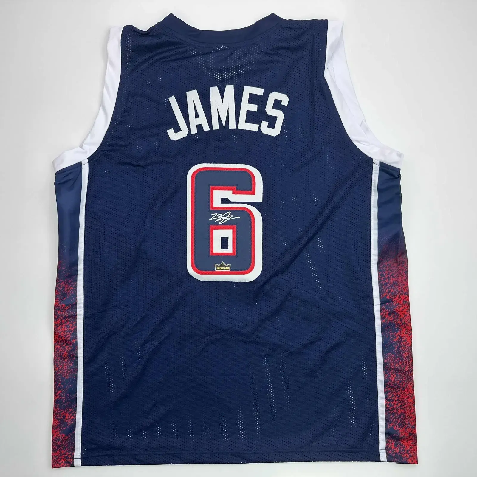 Facsimile Autographed LeBron James 2024 Team USA Blue Jersey