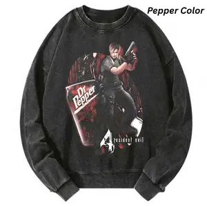The Dr. Pepper Resident Evil Sweatshirt, Leon Kennedy Sweatshirt, Video Game Character Shirt, Action Game Sweatshirt, For Men And Women Size S-3XL, Gift for Men, Gift for Women, Crew Neck T-shirt, Trending T-shirt