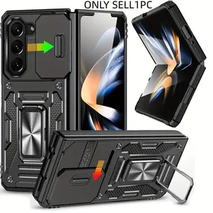 Suitable for for galaxy S21/ S22/ S23/ S24/ S25/ S26/ Ultra/ Plus/ FE Series Smartphone Protective Heavy Duty Shockproof Magnetic 360° Rotating Ring Bracket Phone Case with Lens Sliding window