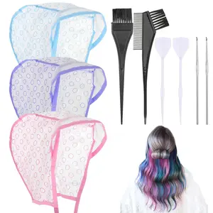 Valentine's Day Gift 3Piece Hair Highlighting Cap Set Includes Caps with Hooks for Hair Coloring, Frosting, and Dyeing, Ideal for Salon