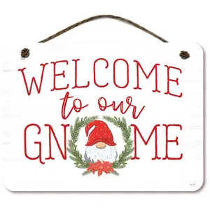 Courtside Market Welcome Home Gnome 12x16 Hanging Sign
