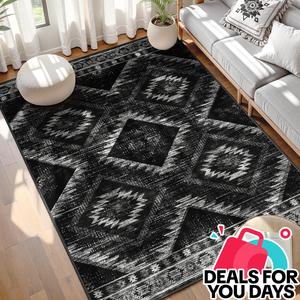 BESTSWEETIE Washable Rugs for Living Room, Area Rugs, Carpet, Soft Faux Wool Vintage Moroccan Runner Rug for Bedroom Non Slip Tpr Backing Low Pile, Distressed Aztec Rug,summerwins