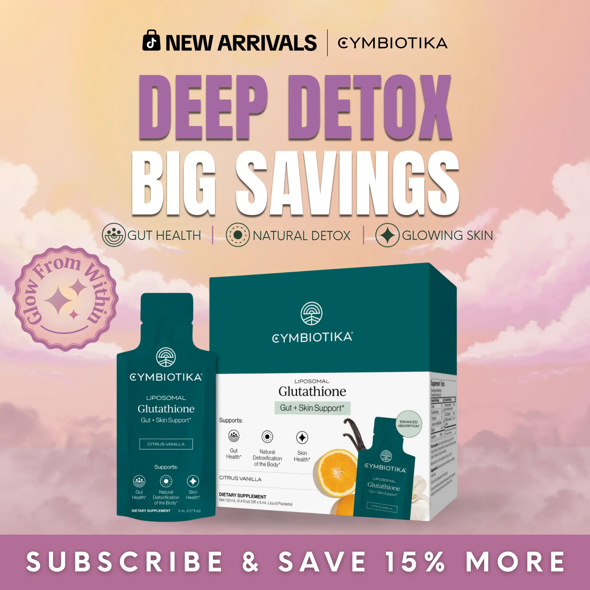 Liposomal Glutathione | 26 Packets | Master Antioxidant & Detox | Clinically Proven 3x Better Absorbed | Skin Brightening, Gut & Liver Health | Immune Support | Reduced Setria Glutathione | Plant-Based | Third-Party Tested