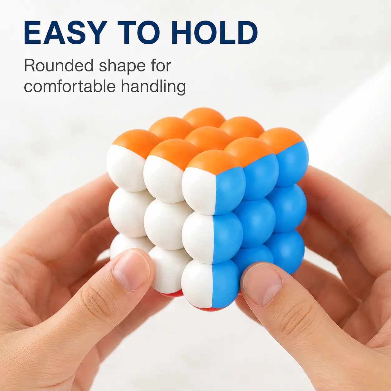 3x3 Round Beads Magic Puzzle Cube, ABS Plastic Fluorescent Brain Training Puzzle Toy for Kids