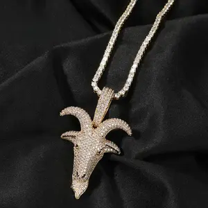 Set with AAA + zircon new goat pendant necklace color psychedelic hiphop full iced out cubic zirconia CZ Stone