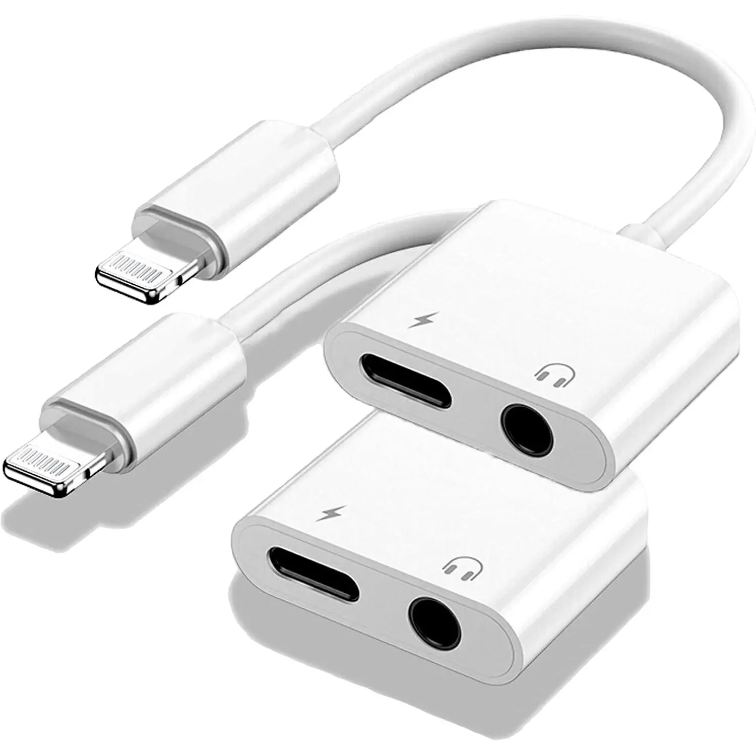 Apple MFi Certified 2 Pack Lightning to 3.5mm Headphones Jack Adapter for iPhone Dongle 2 in 1 Charger and Aux Audio Splitter Adapter Compatible with iPhone 14 13 12 11 XS XR 8 7