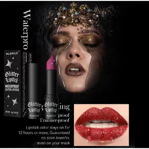 7 Colors Glitter Lipstick Sexy Shimmer Nude Lipstick Halloween Gothic Vampire Makeup Waterproof Velvet Red Lip Gloss Cosmetic Lip Care Glossy Smooth