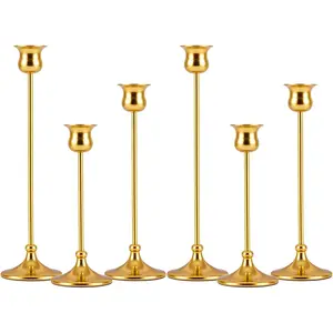 Metal Candle Holder Taper Candlestick Holders for Candle Sticks  Candelabra for Halloween Thanksgiving Christmas (, 2 Sets (6 pcs))