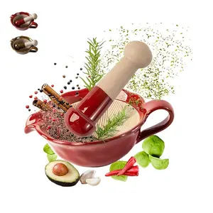 1set Japanese mortar and pestle, vintage glazed ceramic grinding bowl, seasoning grinding set, suitable for grinding herbs, garlic, avocados, pepper, etc. It is the perfect choice for farmhouse kitchen decoration and accessories.