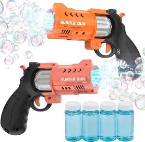 EagleStone 2 Pack Revolver Bubble Guns for Kids, Swing-Out Cylinder, 8000+ Bubbles/Min, LED Light Up, 4 Bubble Solution Bottles, Outdoor Indoor Toy, Birthday Easter Gifts for Toddlers outdoorfun