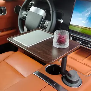 Car Desk for Laptop,360 °   Rotating Cup Holder Table,Wood Car Tray, Car Table & Car Food Tray,Steering Wheel Tray, Car Accessories for Women & Men. Compatible with Tesla Model Y/3/S, Ford F150& Most
